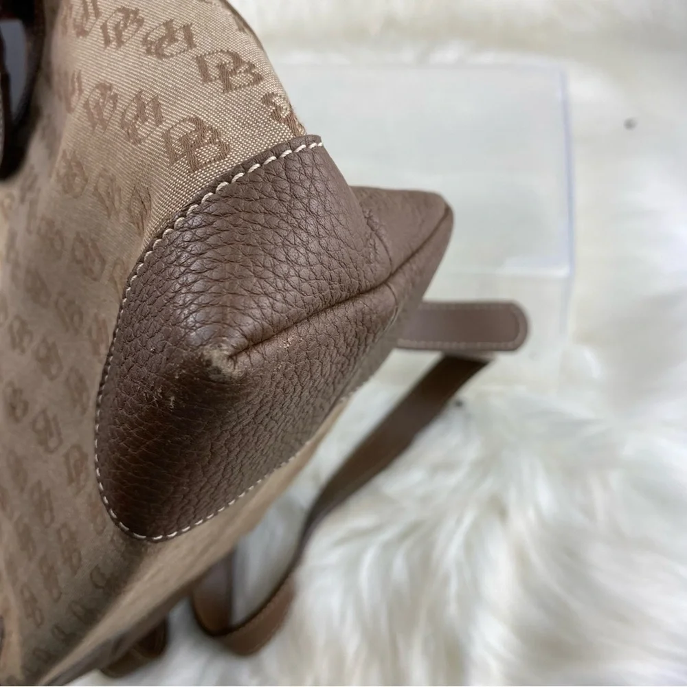 Dooney & Bourke Tan and Brown Monogram Backpack
